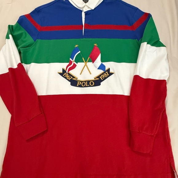 Polo by Ralph Lauren cross flags anniversary Multicolor Long Sleeve classic fit - Picture 1 of 3